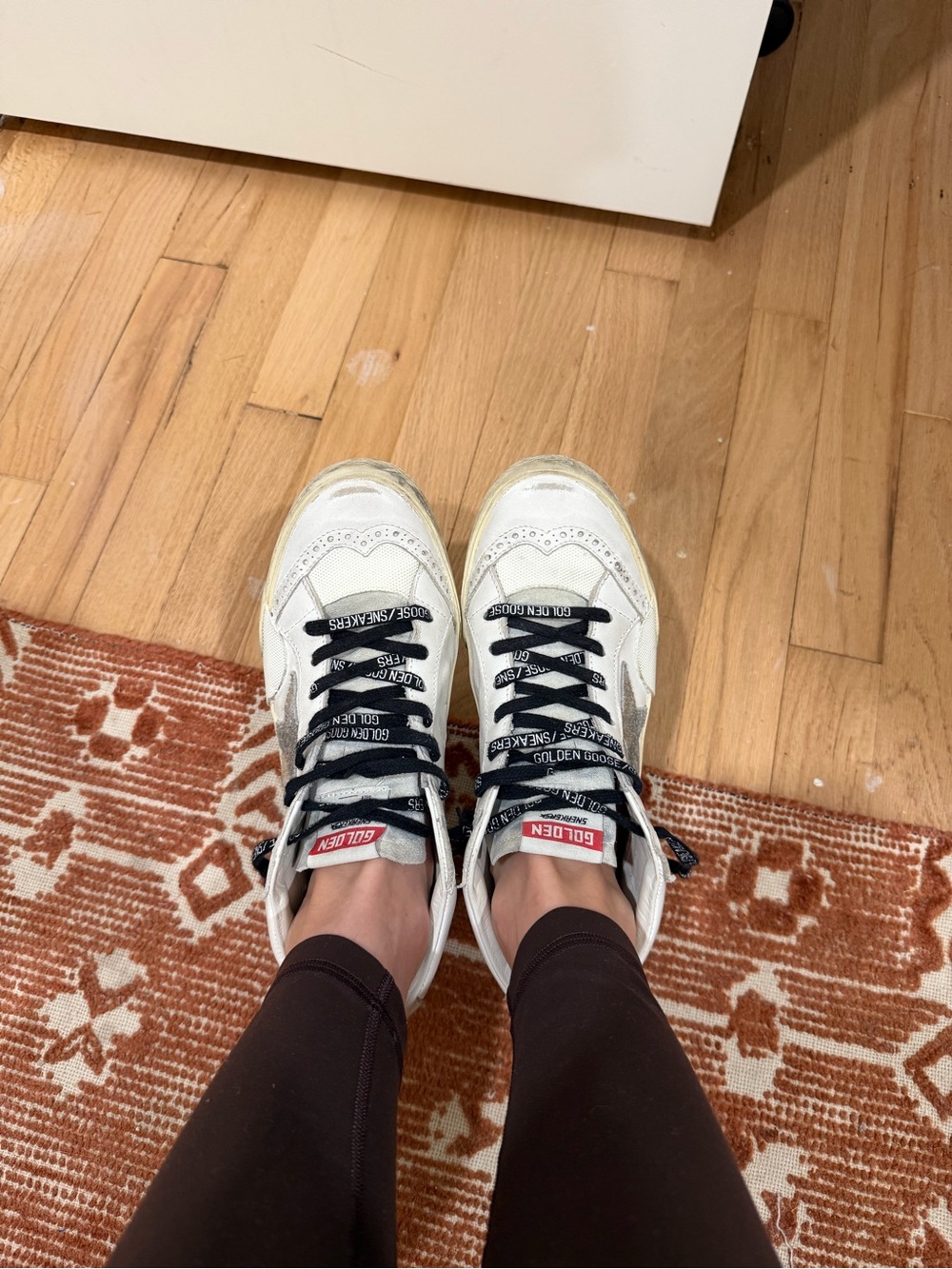 Golden Goose Mid Star White Sneakers with Black Laces